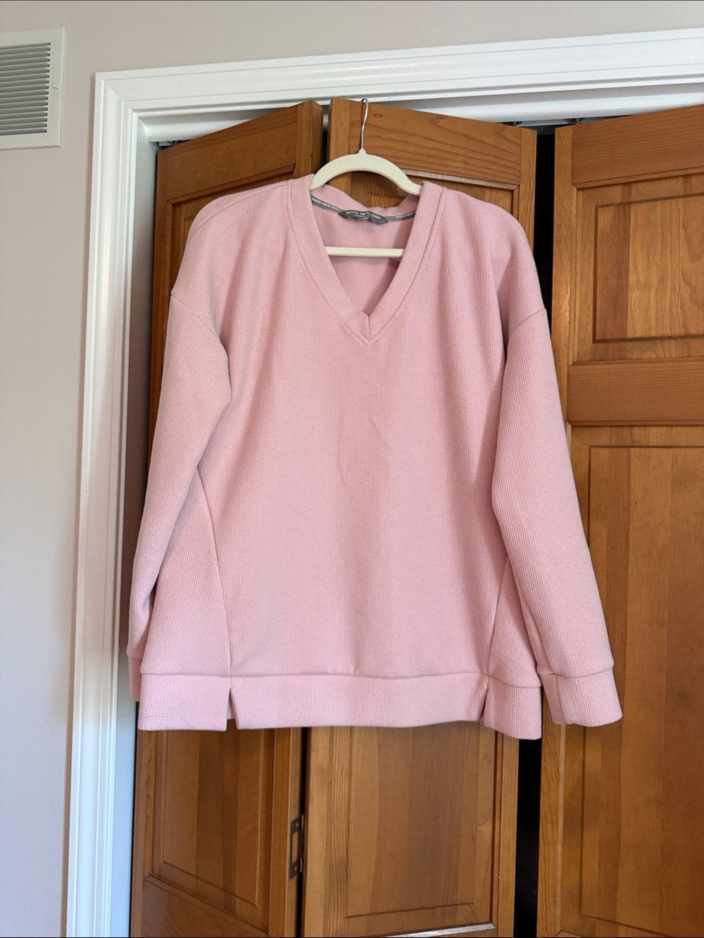 Marc New York Light Pink V-Neck Crew Sweatshirt